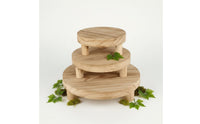 Rustic Walnut Wood Tray Handmade Round Wooden Tray Wood Pedestal Intended for Plant Display, Coffee Table