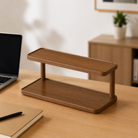 Walnut Wood Desk Shelf, Minimalist Monitor Stand for Home Office, Reinforced Desktop Organizer Tabletop Shelf