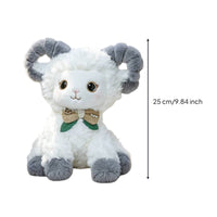 Sitting Lamb Stuffed Fluffy Lamb Doll with Bow Huggable for Children