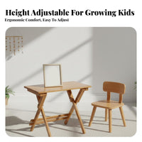Foldable Design Adjustable Desk and Chair Set Ergonomic Adjustable child's Study Set Child-Safe Rounded Corners Activity Table Built-in Storage Drawer for Children, Students, Parents, academic assignments, Homeschooling, Bedroom, Playroom