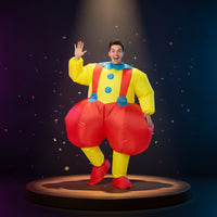 Funny Inflatable Clown Costume Full-Body Clown Suit with Blower Oversized Onesie Easy to Use for Halloween, Parties, Cosplay