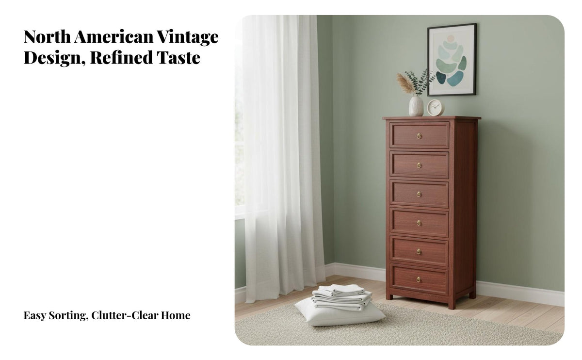 Fully Assembled Solid Wood Drawer Chest Sturdy Construction Vintage Design Storage Cabinet Heavy Duty Multi-Drawer Storage Cabinet Farmhouse Design for Homeowners, Apartment Dwellers, Families, Bedroom, Hallway