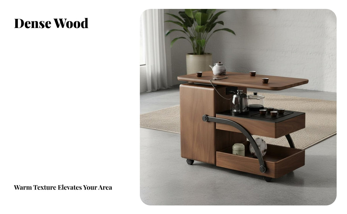 Mobile with Wheels Swivel-Top Tea Station Space-Saving Design Serving Mobile Tea Station Multi-Functional Household Furniture Integrated Storage for Apartment Dwellers, Homeowners, Interior Decorators, Living Room, Office, Balcony