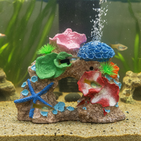Aquarium Resin Coral Reef Ornament with Aeration Function, Mermaid Mountain Rock Decor
