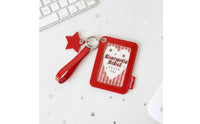 Glittery Card Holder with Wrist Strap Portable Photo Card Holder with Charm Soft Comfortable for Commuting