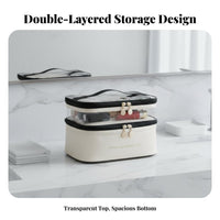 Double Layer Makeup Bag Large Capacity Travel Toiletry Organizer Portable