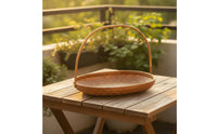 Bamboo Basket with Handle Handwoven Bamboo Basket Tray for Hosts, Tea Service, Tabletop Display