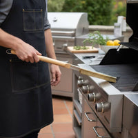 Wooden Handle Copper Wire Brush Screwdriver Included Pizza Brush Hanging Loop Cleaning Tool Narrow Head for Barbecue