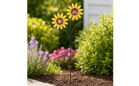 Unique Blossom Stake with Two Heads Decorative Blossom Garden Stake Whimsical Vibrant for Lawn