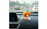 Decorative Accent Pomelo Character Figurine Creative Car Console Screen Topper Soft PVC Material Cute Fruit Doll for Desk, Office