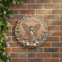 Bronze Welcome Sign Resin Material Fairy Wall Plaque Wall Art Decor for Outdoor
