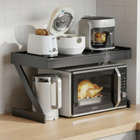 microwaves Oven Rack with Drawer Multi-Functional 2 Tier Kitchen Shelf Expandable Z-Shaped Appliance Stand for Pantry