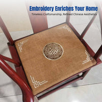 New Chinese Style Embroidered Sofa Seat Pad for Rosewood, Dining, and Classic Chairs