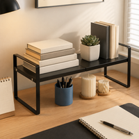Kitchen Rack Extendable Shelf Carbon Steel 35-65cm Extendable Steel Rack Under Sink Storage Modern Minimalist