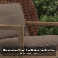 4 Pieces sturdy Wood Frame 4-Piece Sofa Seating Set Weather-Resistant Outdoor Furnishing long-lasting Construction Conversation Group Low Maintenance for Hospitality Managers, Homeowners, Entertainers, Patio, Garden, Balcony, supportyard