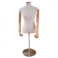 Half-Body Mannequin with Articulated Arms Sturdy textileCovered Dress Form with Metal Base Heavy Duty Mannequin Torso for Tailors