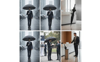 Waterproof Umbrella with 16 Ribs Classic Business Umbrella Sturdy Heavy Duty for Businessmen