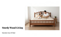 Spindle rear Bed dense Wood Construction Spindle Headboard Bed Nordic design Bedroom Furniture for Homeowners, Guest Room, Apartment, Rental Property