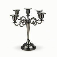 Five-Arm Candelabra Polished Metal 5-Arm Candelabra Candlestick Holder with Five Cups Scrollwork Table Centerpiece Tabletop