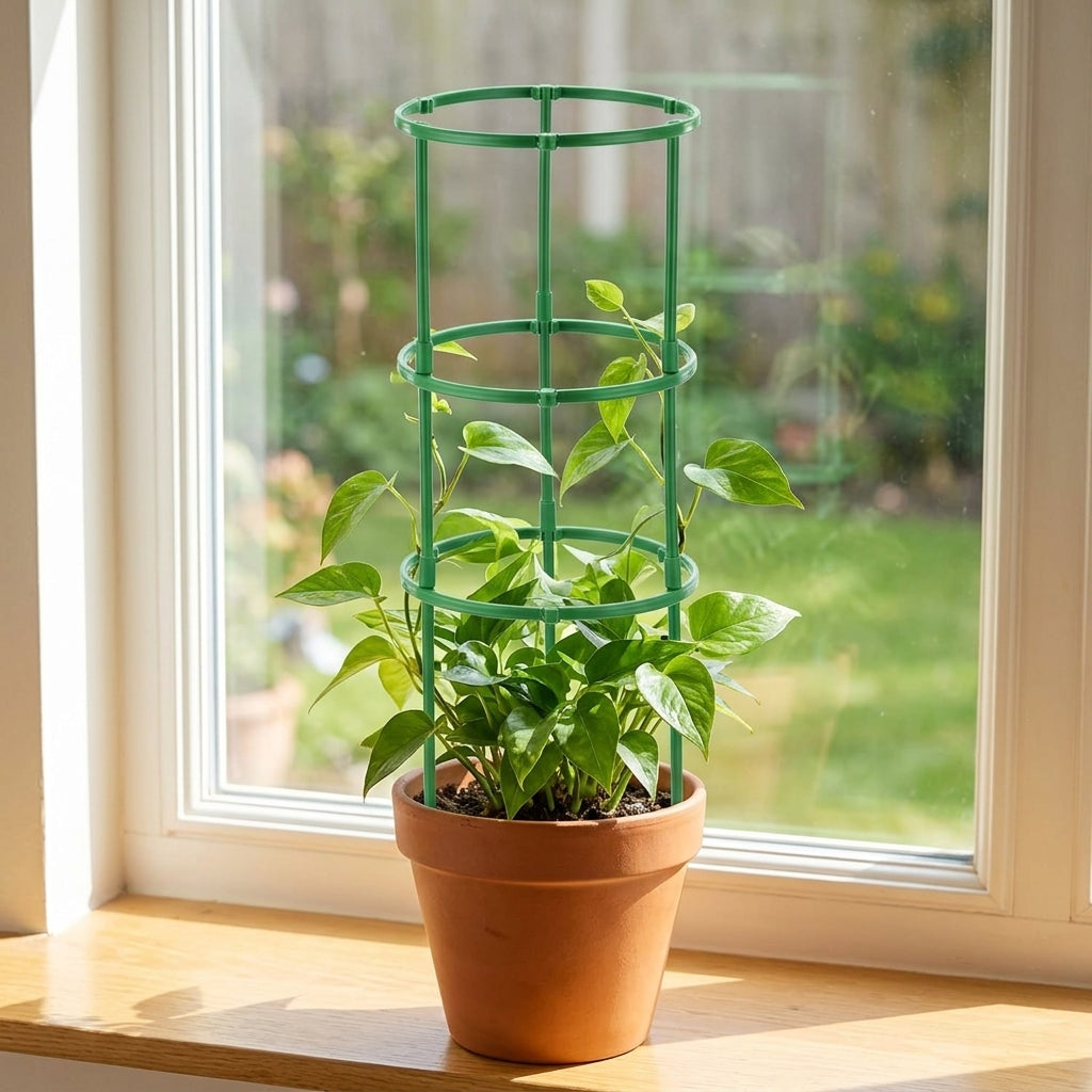 Green Fiberglass Plant Support Trellis, Stackable 3 Arm Trellis for Vining Plants, Weather Resistant Climbing Plant Support for Pots