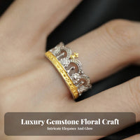 Floral Index Finger Light Luxury Two-Color Crown Band Original Craftsmanship Floral Crown Band for Women, Girls, Daily Wear, Special Occasions