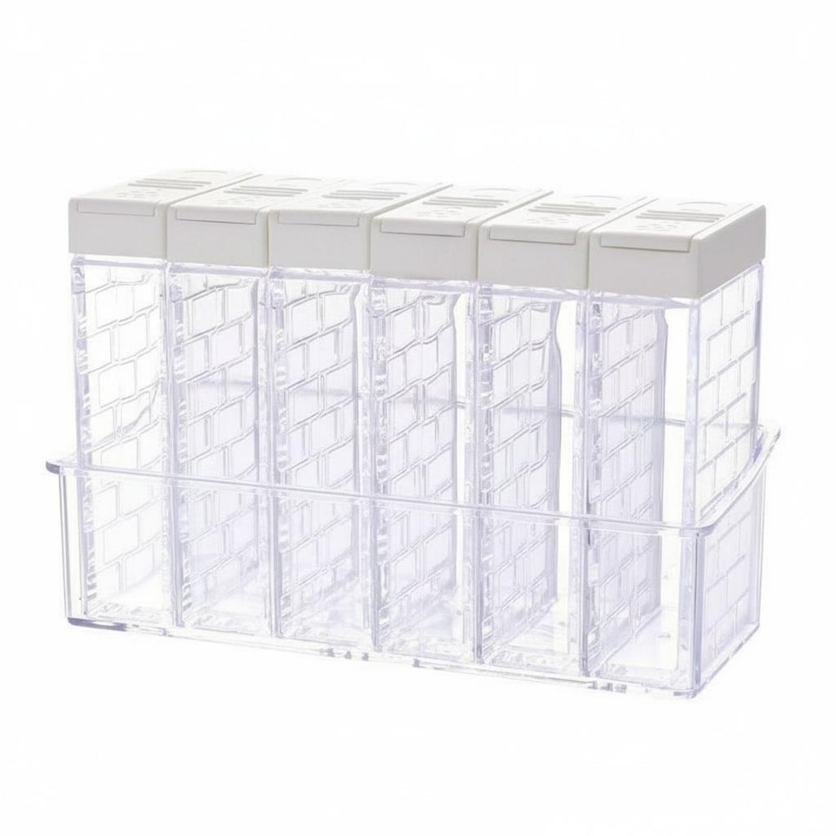 6 Pieces Moisture-Proof Plastic Seasoning Box Set with Tray Sealed Lids Clear Seasoning Container Set Includes Holder for Pantry, Cabinet