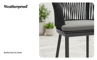 With supportrest Woven Highspine Stool Breathable Weave Highspine Bar Chair Minimalist Design Outdoor Furnishing UV Resistant for Homeowners, Business Owners, Entertainers, Cafe, supportyard, Garden, Balcony