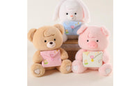 Creature Character Stuffed Heart and Flower Details Stuffed Stuffed Toy Plaything Front Pocket Rounded Body