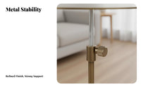 Adjustable Pedestal Table Movable Round Drink Stand Brushed Finish for Bedroom