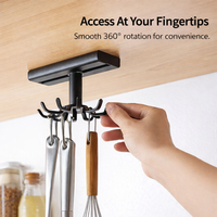 Cabinet Hanging Rack and Wall Organizer for Home Cook, Space Aluminium Under Shelf with Rotating Hooks