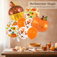 Thanksgiving Aluminum Film Balloon Set - Pumpkin Maple Leaf Harvest Festival Party Decorations