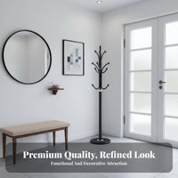 Standing Coat Rack Marble Base Standing Coat Hanger Multi-Hook Metal Garment Stand for Homeowners, Professionals, Living Room, Bedroom, Entryway