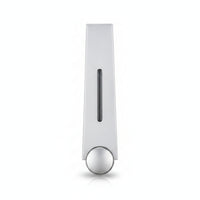 Silver Finish No-Drill Soap Dispenser Translucent Viewing Strip Wall Mounted Soap Dispenser Single-Cup Bathroom Accessory Push Button for Shower