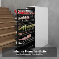 Double-Sided Rotating Shoe Cabinet Space Saving Pull-out Shoe Rack Large Capacity Easy Retrieval for Apartment Dwellers, Families, Homeowners, Under Stairs, Small Areas, Entryway, Hallway