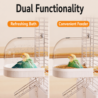 Cage-Mounted Bird Bath & Feeder, Multi-Functional Bird Feeding Station, Easy Clean for Small Garden Birds