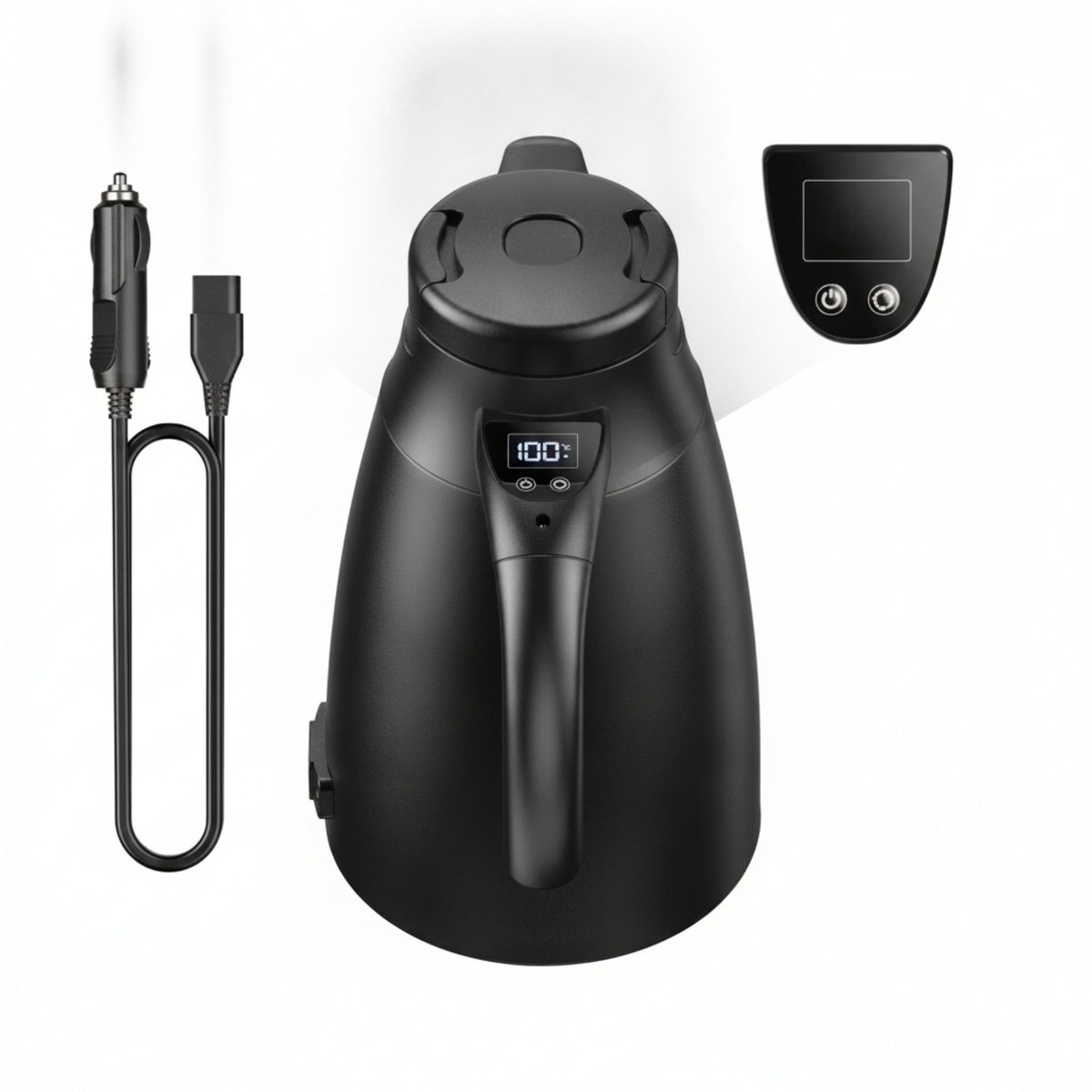 1200ml Car Electric Kettle Portable Kettle with Digital Display for Commuters