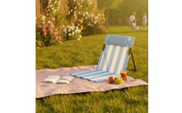 Portable Lounge Chair Cushion with Backrest Padded Foldable Lounge Chair Cushion Lightweight Outdoor Seat with Triangular Frame Compact for Camping