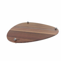 Walnut and Steel Decorative Tray Modern Design Modernist Wood Fruit Tray Home Decor for Living Room, Kitchen Counter