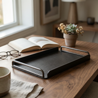 Serving Tray with Handles Woven Tray with Handles Gray for Coffee Table