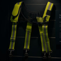 X-Shaped Tool Harness Reflective Strips Padded Tool Suspenders Metal Clips Work Equipment