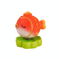 Compact Koi Figurine with Rotating Base Decorative Rotating Koi Statue Small Auspicious Aquatic Creature Ornament Tiny for Friends