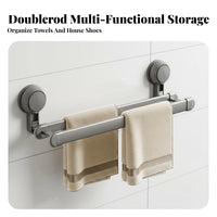 Drillno-Drill Installation Suction Cup Towel Bar No Drilling Required Towel Rack Rust-Proof Bathroom Hardware Rustproof for Homeowners, DIY Beginners, Families, Restroom, Shower Area, Toilet, Kitchen