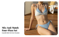 4 Pieces Layered Halter Bikini Set Customizable Fit DIY Mix and Match Swimsuit Comfortable Wear Two Piece Swimsuit for Young Adults, Teenagers