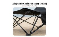 Adjustable Recline Portable Reclining Camp Chair Heavy Duty Frame Folding Recliner Ergonomic Design Outdoor Gear Weather Resistant for Beachgoers, Homeowners, Camping, Fishing, Office, Backyard