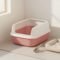 Extra Large Space Cat Litter Box Anti-Splashing Semi-Enclosed Litter Pan Easy Cleaning High-Sided Cat Toilet Detachable Design for Kittens, Short-Legged Cats