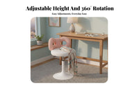 Adjustable Height Round plush rotate Stool Modern Design Vanity Chair Upholstered Seat Indoor Seating Sturdy Construction for Women, Makeup lovers, Adults, Bedroom, changing area, Closet