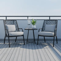 3 Pieces Rattan Table and Chairs Set Nordic Aesthetic Small Tea Table Set Wicker Patio Chairs Woven Design Handwoven for Garden