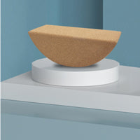 Flat Top Half-Moon Mind-Body Practice Incline Rounded Underside Curved Cork Block Natural Wood Color Crescent Mind-Body Practice Block Ergonomic Shape for Stretching