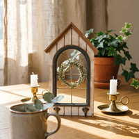 Fake Wall Opening Decor Wood and Steel-Finished Window Frame Decor Focal Point Architectural Feature for Patio