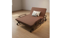 Foldable Lounge Bed Adjustable Backrest Reclining Lounge Bed Caster Wheels Outdoor Furniture